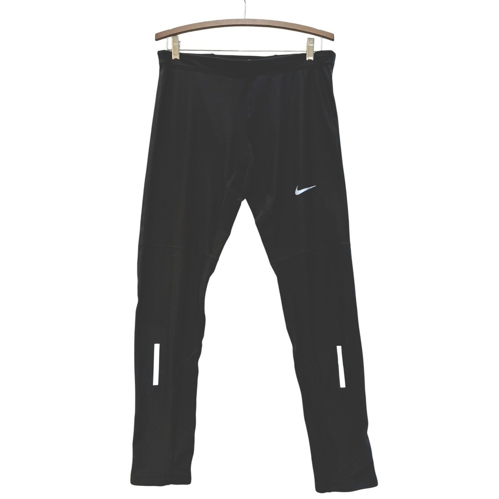 Nike Dri-FIT Womens Black Running Tights XL Reflective Zipper Ankle Leggings